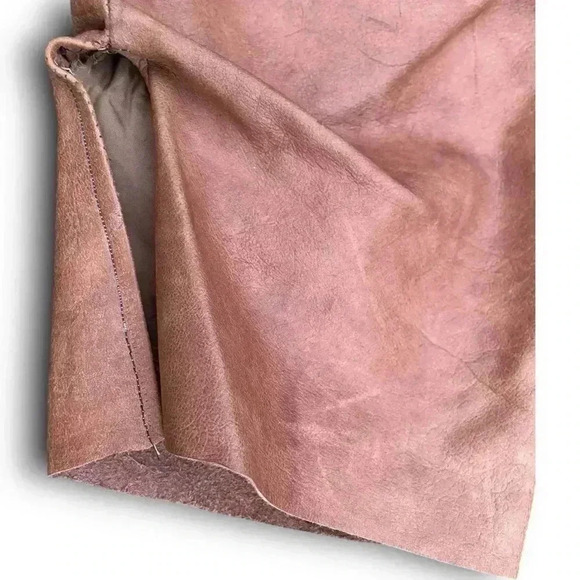 Vintage Western Brown Leather Pants Handmade Black Fringe 6P Straight Leg Chic - Picture 15 of 15